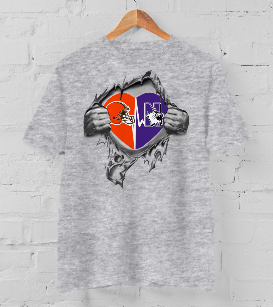 Cleveland Browns Northwestern Wildcats Heart T-Shirt