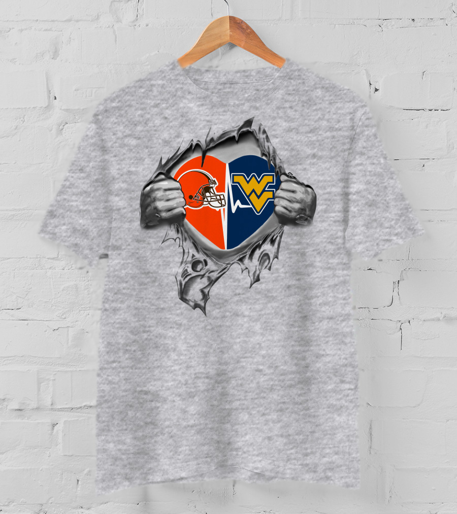 Browns West Virginia Mountaineers Heart Logo Split T-Shirt