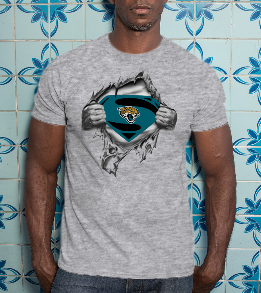 Jacksonville Jaguars Superman Logo Emblem Tear-Through T-Shirt