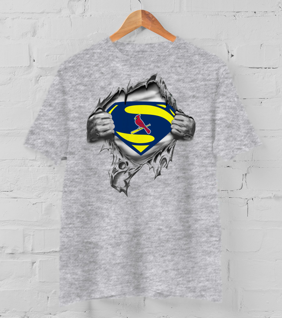 St Louis Cardinals Superman Symbol With Baseball Bat And Bird T-Shirt