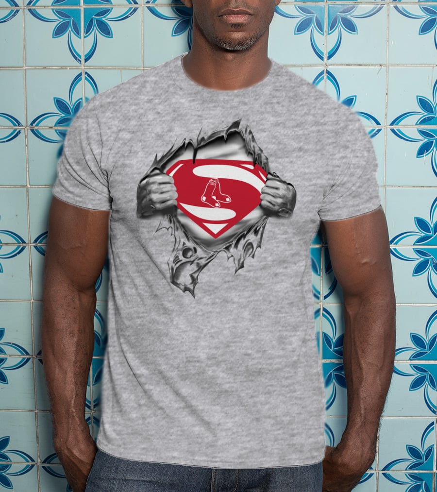 Boston Red Sox Superman Logo Rip T-Shirt