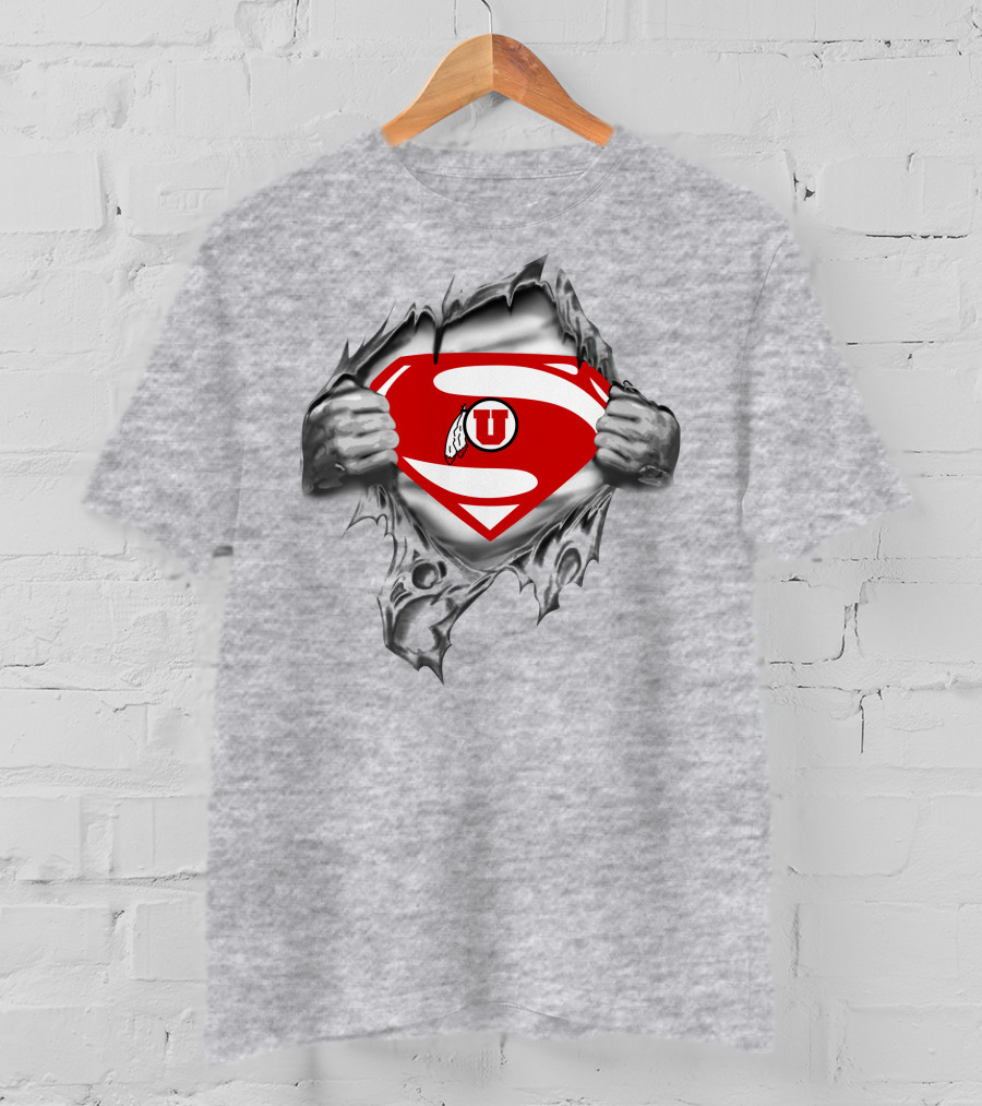 393 Utah Utes Superman Logo Tear Effect T-Shirt