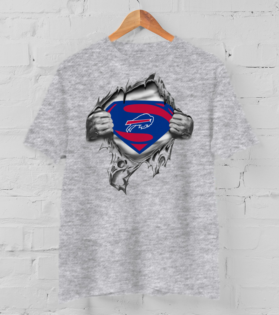 Buffalo Bills Superman Logo Chest Rip T-Shirt