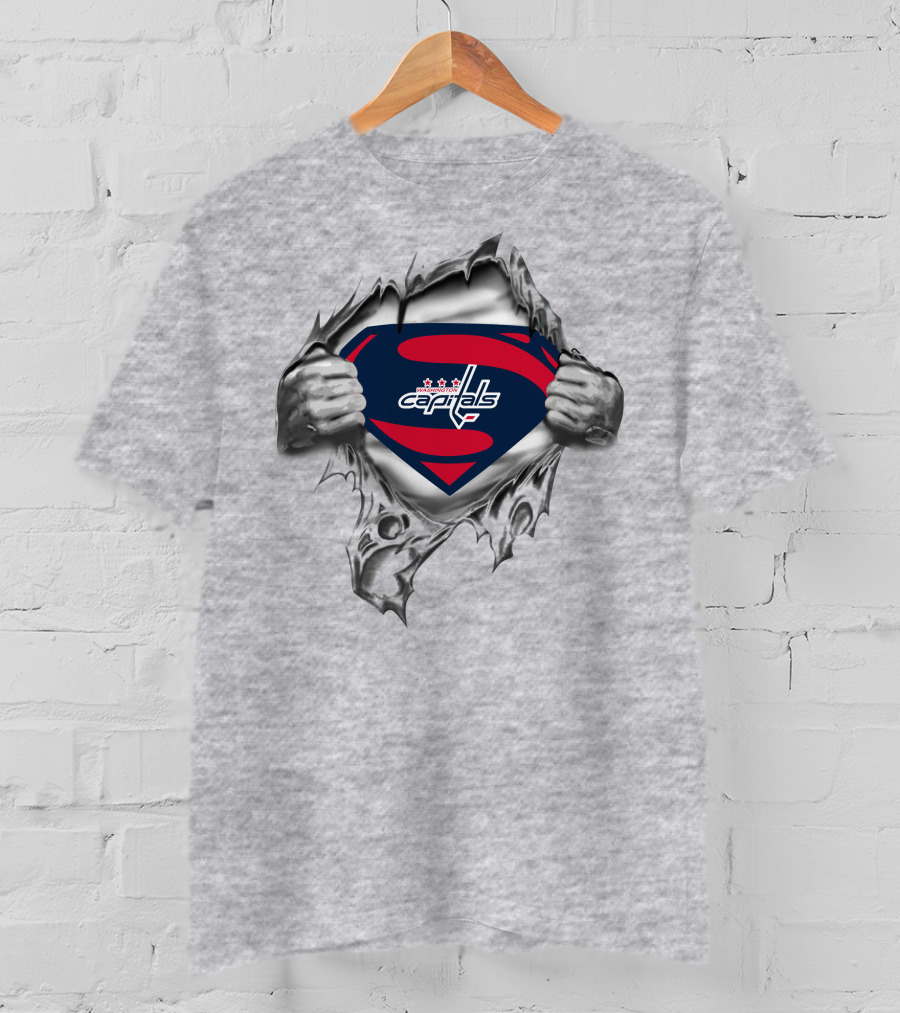 Washington Capitals Superman Logo 94 Vintage Style T-Shirt