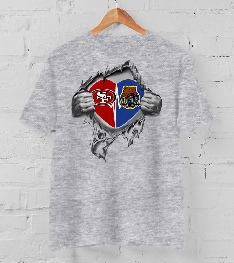 49ers UCLA Bruins Heart SF Logo Bruins Bear T-Shirt