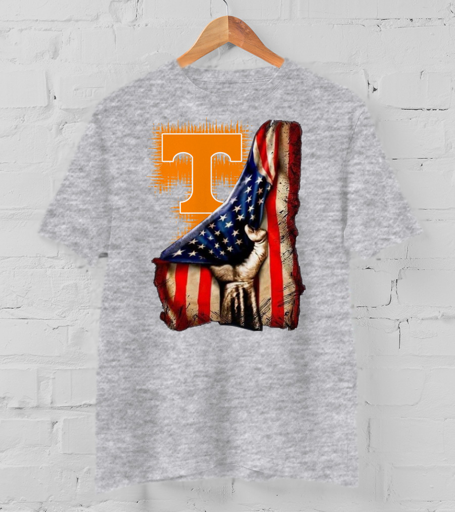 Tennessee Volunteers T Logo American Flag Fist T-Shirt