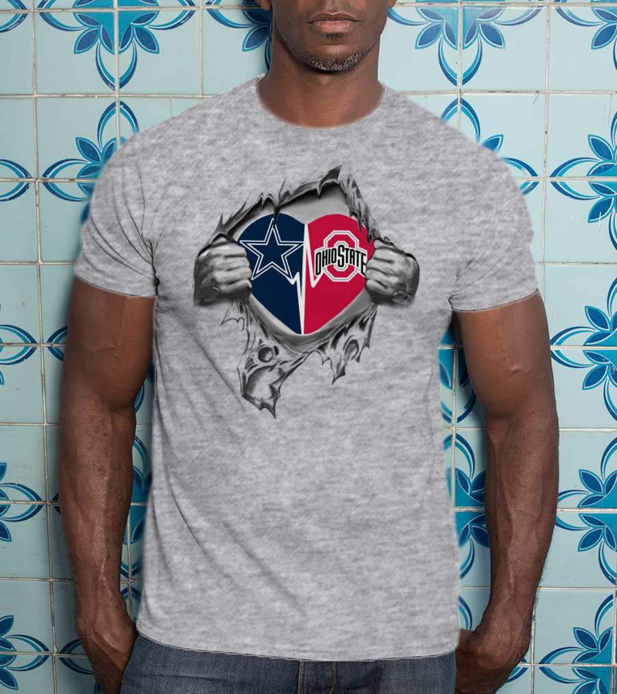 Ohio State Split Star Cowboys Heart T-Shirt