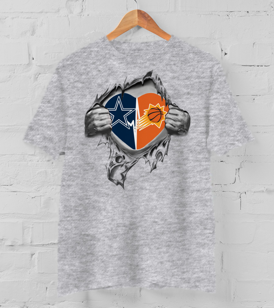 Cowboys Phoenix Suns Heart Ripped T-Shirt
