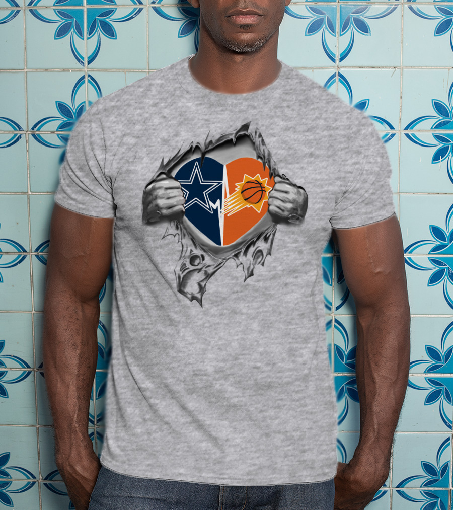 Cowboys Phoenix Suns Heart Ripped T-Shirt