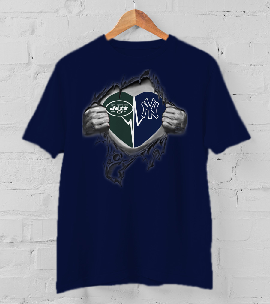 83 Jets Yankees Heart Torn Open T-Shirt