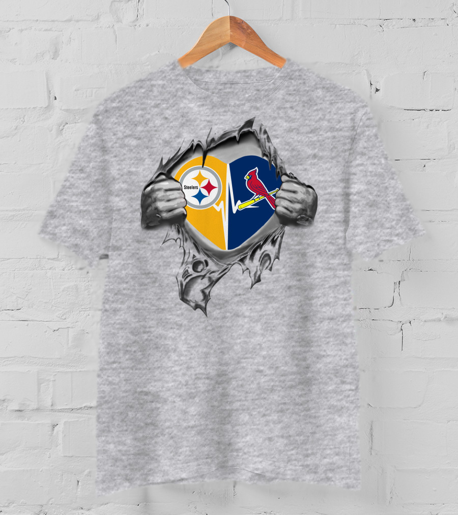 Steelers St Louis Cardinals Heartbeat Emblem T-Shirt