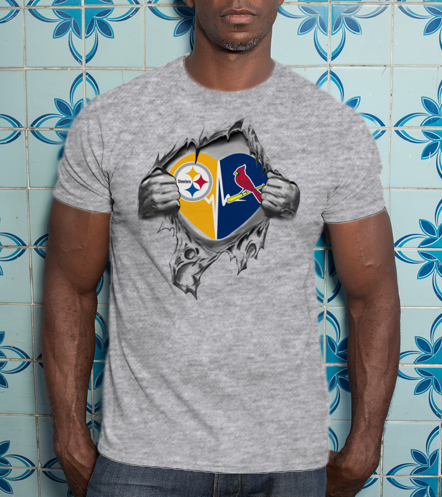 Steelers St Louis Cardinals Heartbeat Emblem T-Shirt