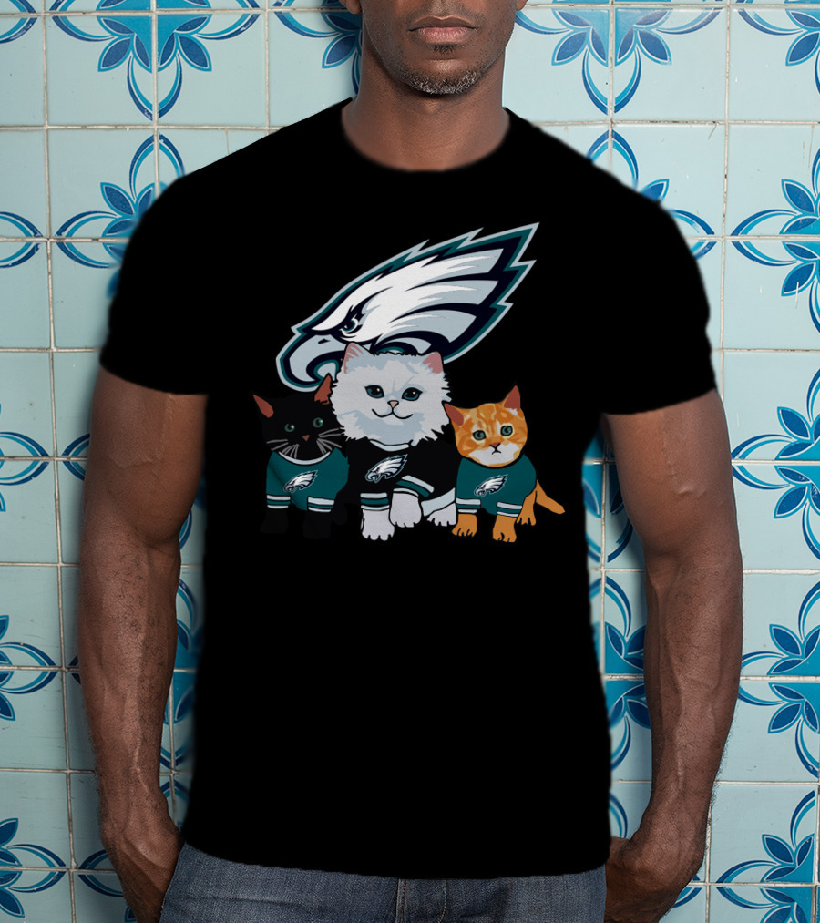 Philadelphia Eagles Cats With Team T-Shirt
