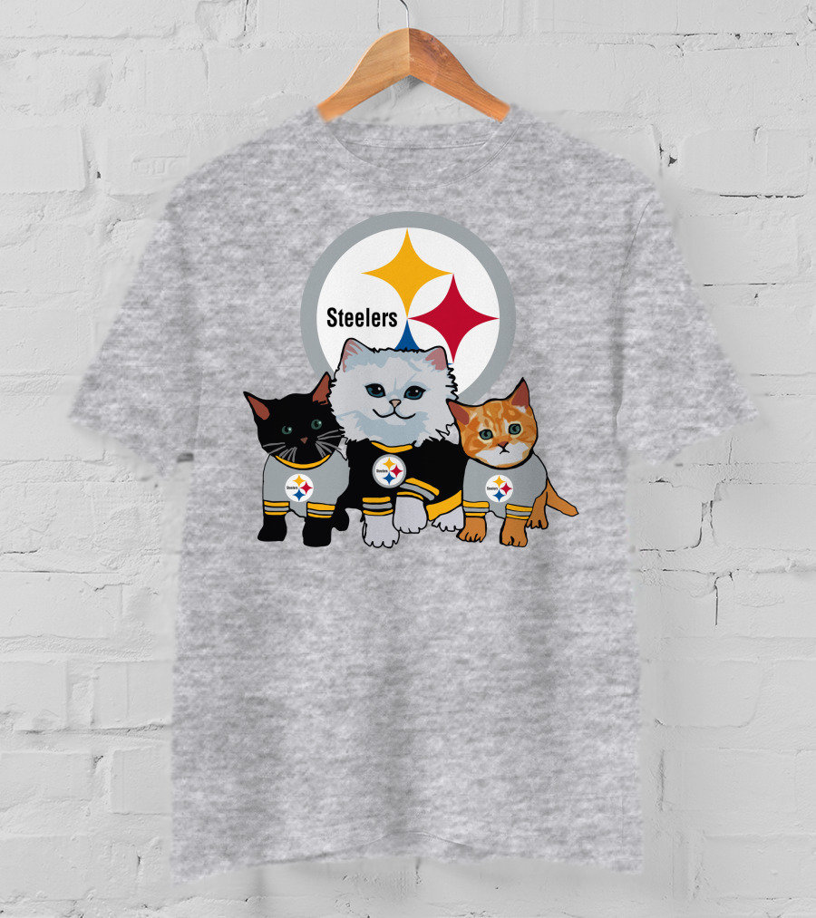 Pittsburgh Steelers Cats Trio With Team T-Shirt