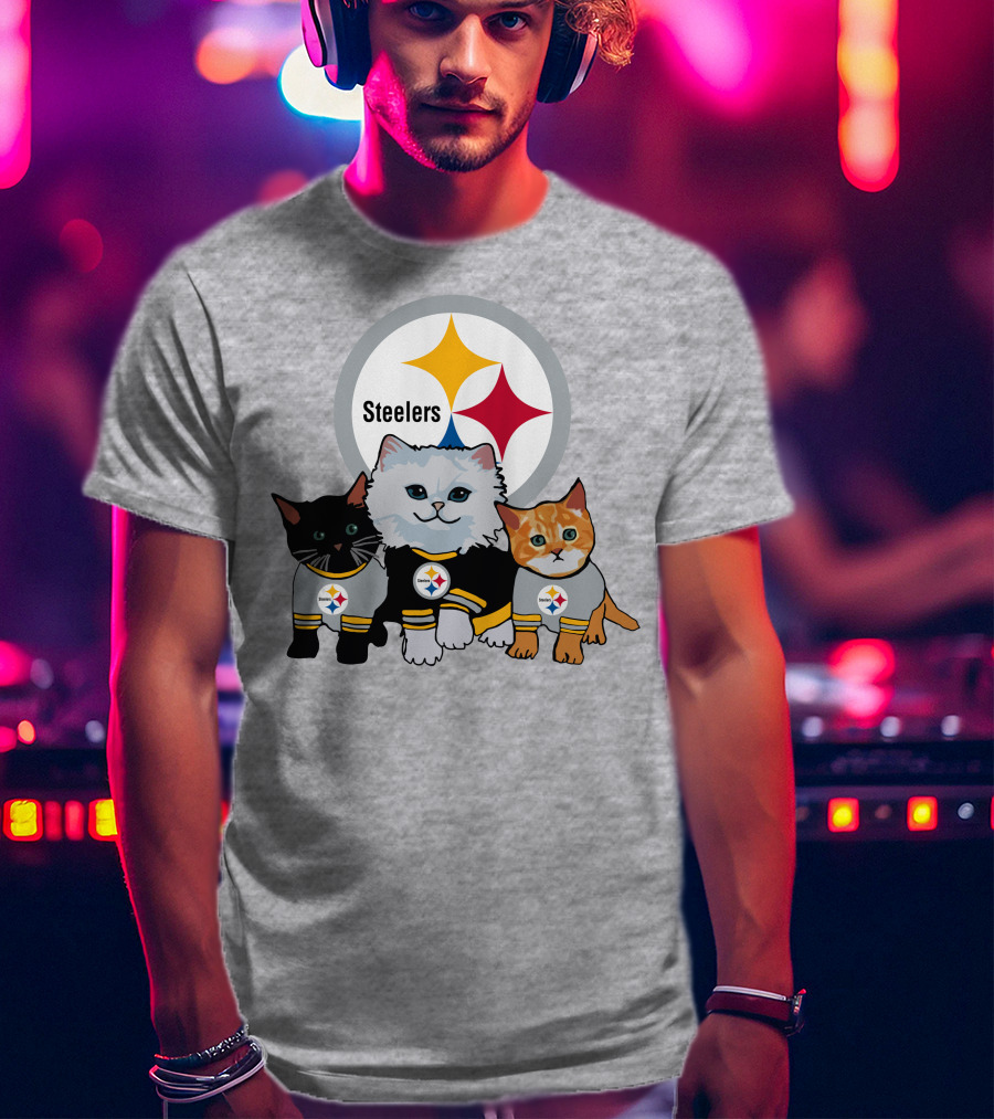 Pittsburgh Steelers Cats Trio With Team T-Shirt