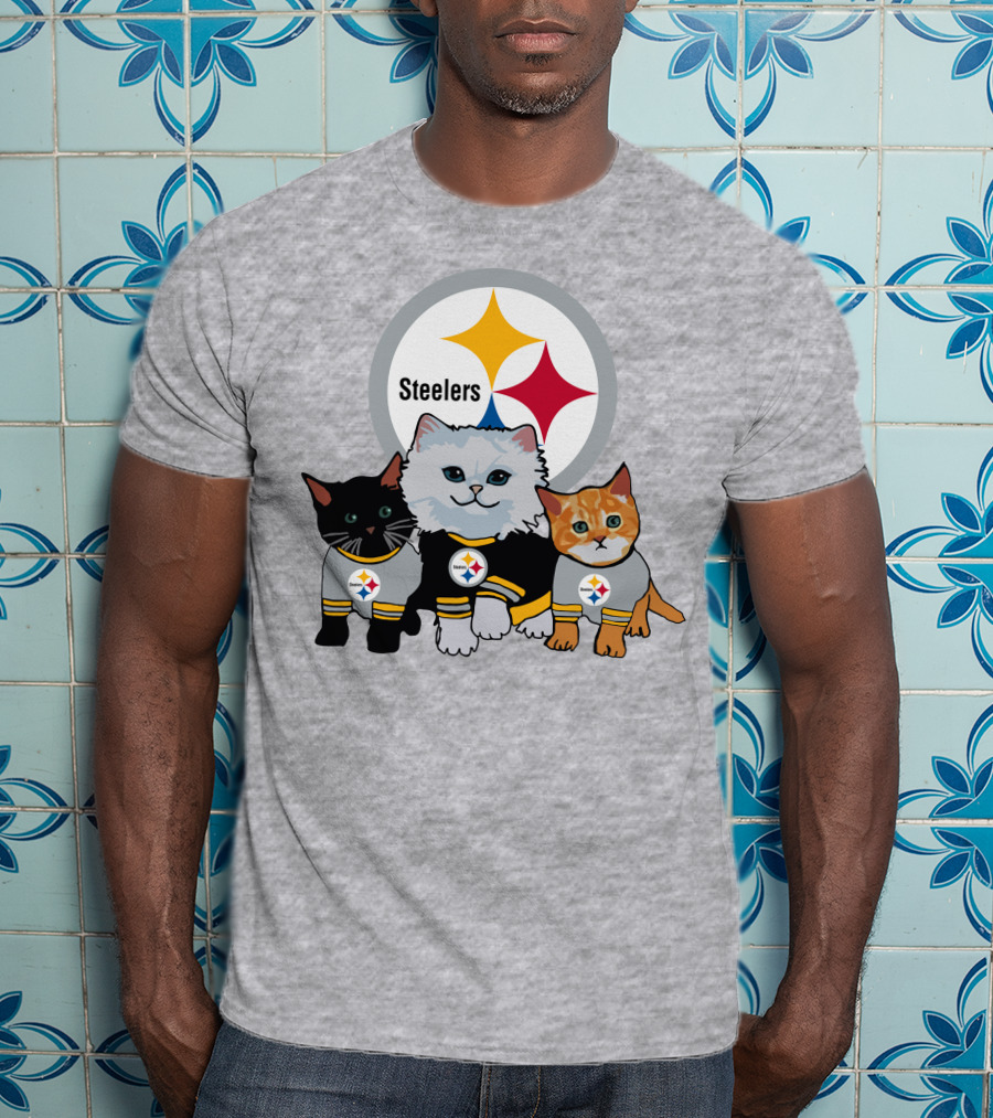 Pittsburgh Steelers Cats Trio With Team T-Shirt