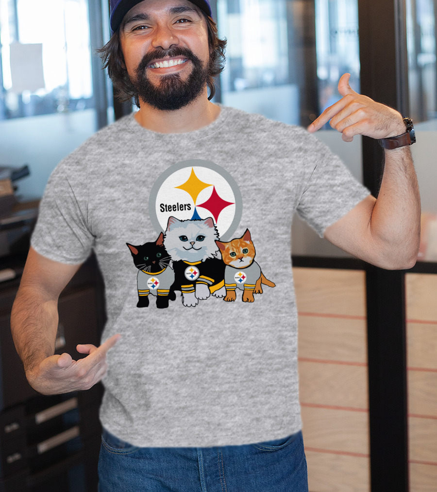 Pittsburgh Steelers Cats Trio With Team T-Shirt