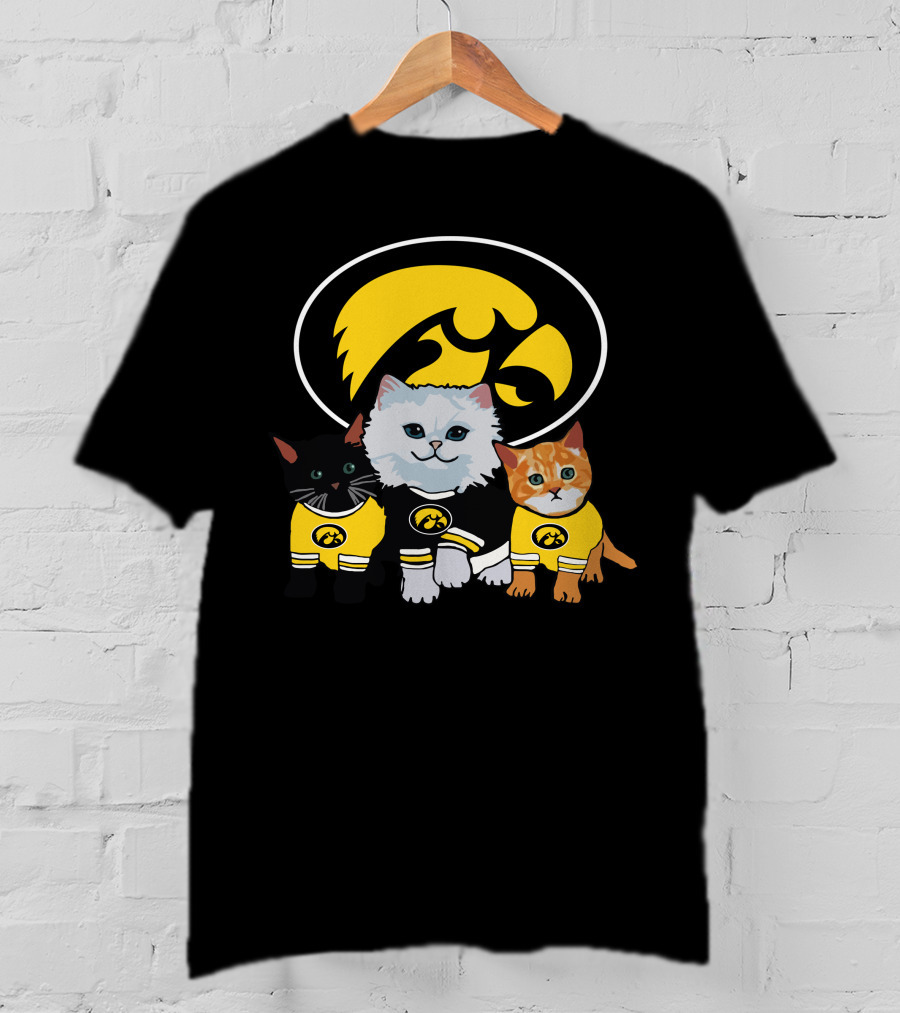 Iowa Hawkeyes Cute Cats Trio With Team T-Shirt