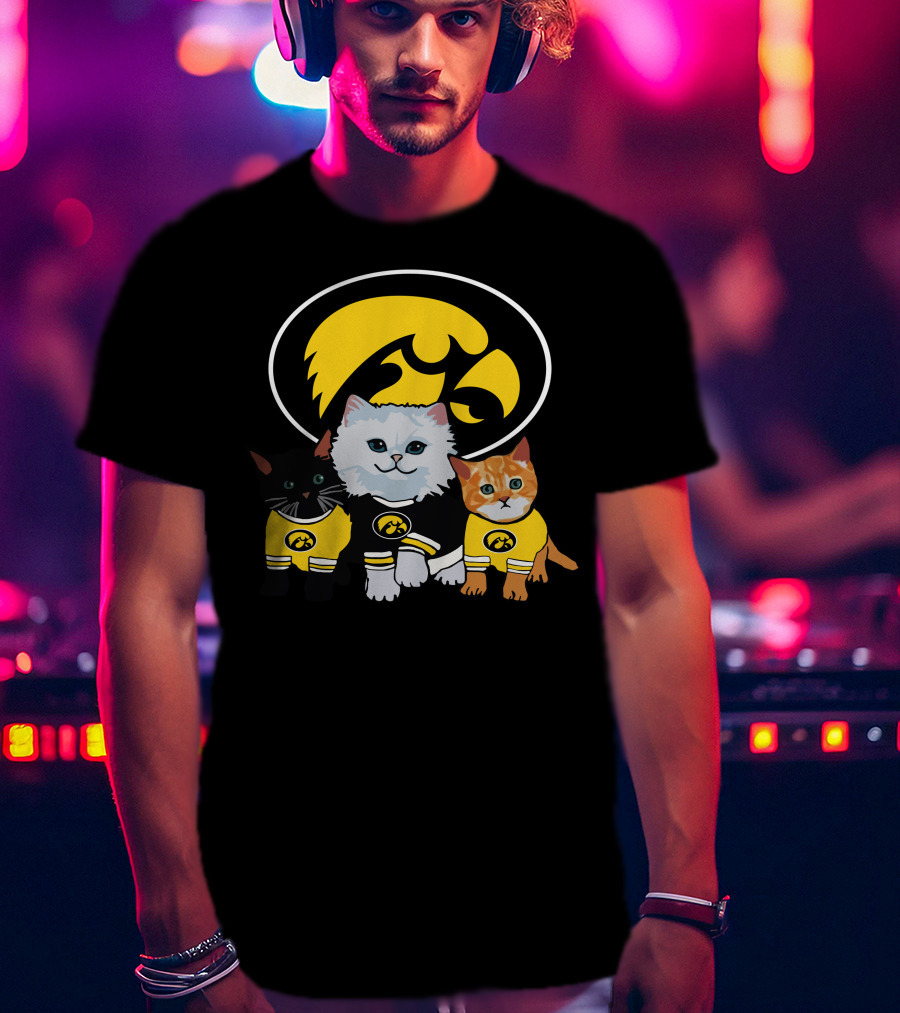 Iowa Hawkeyes Cute Cats Trio With Team T-Shirt