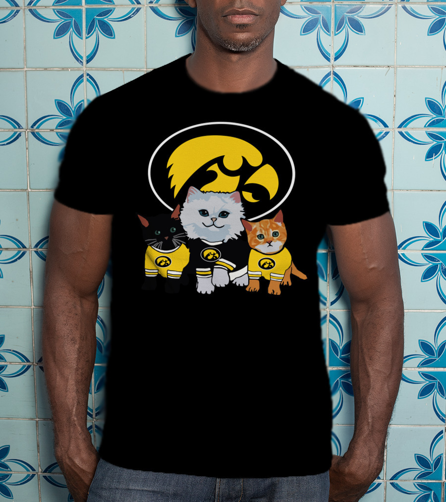 Iowa Hawkeyes Cute Cats Trio With Team T-Shirt