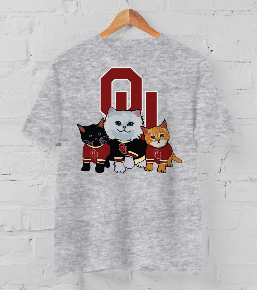 Oklahoma Sooners Cats In Team Jerseys With OU T-Shirt