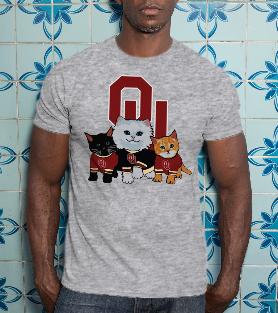 Oklahoma Sooners Cats In Team Jerseys With OU T-Shirt