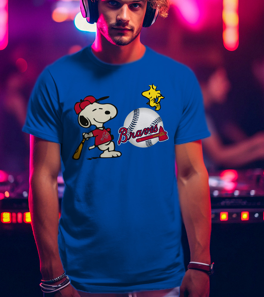 Braves Snoopy Woodstock Baseball Atlanta Peanuts T-Shirt