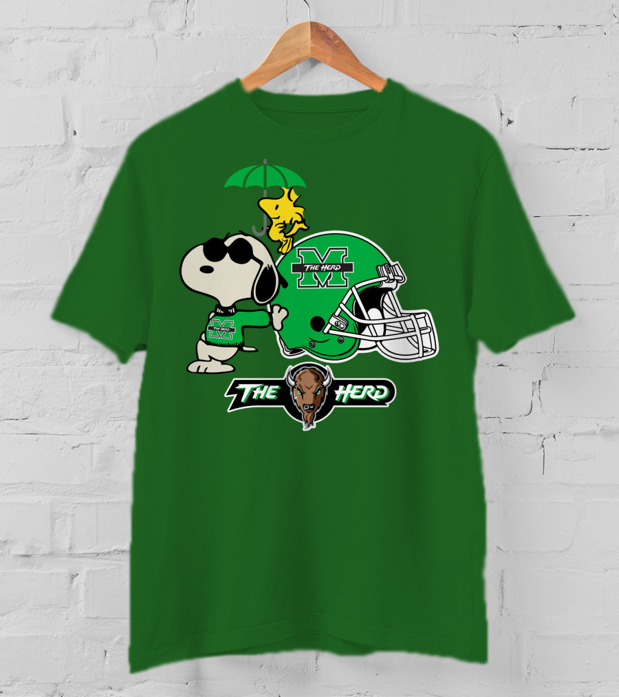 Marshall Thundering Herd Snoopy The Herd Football Helmet Woodstock Umbrella T-Shirt