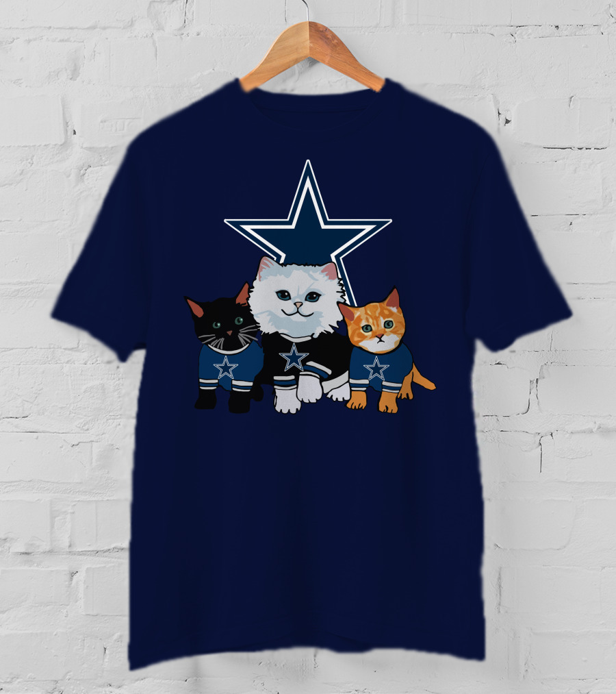 Dallas Cowboys Cute Cats With Star Logo Trio T-Shirt