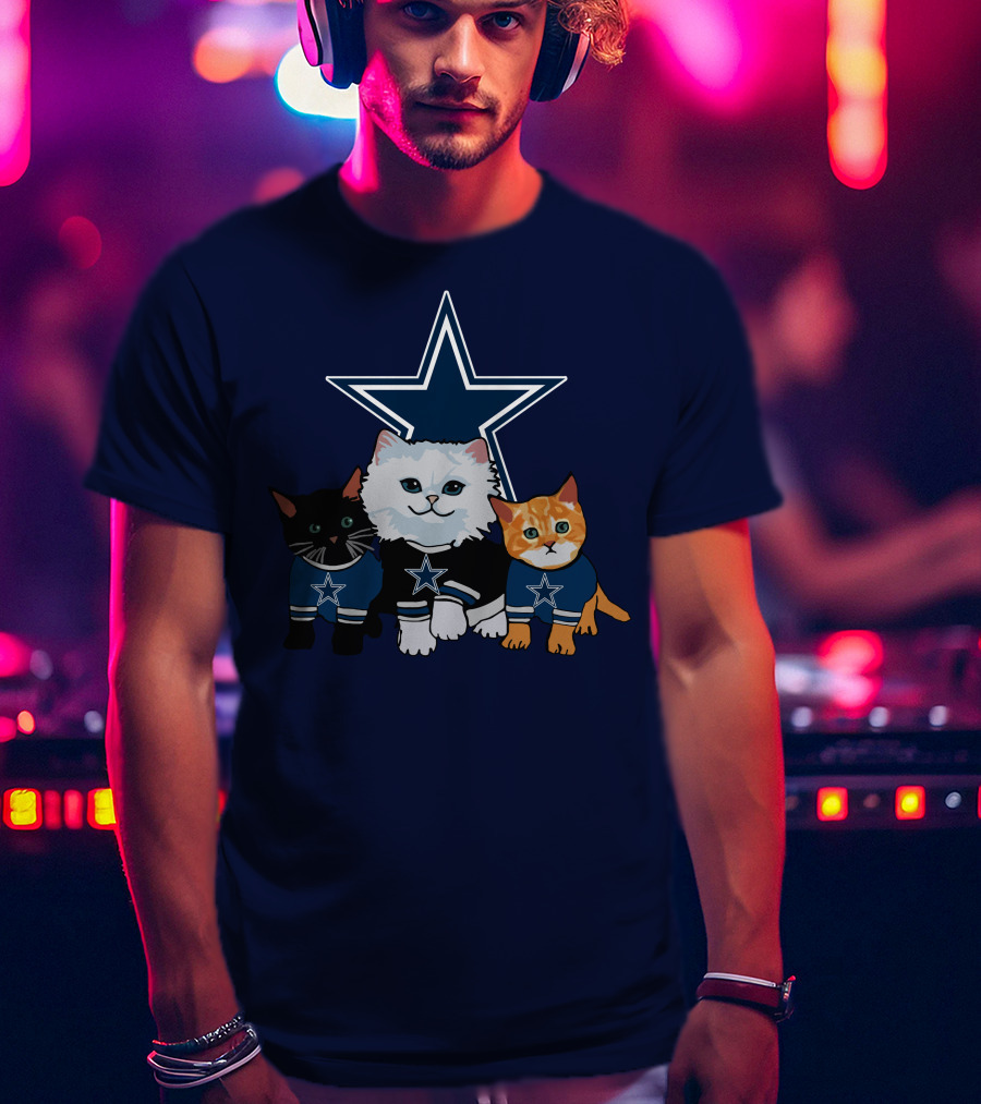 Dallas Cowboys Cute Cats With Star Logo Trio T-Shirt