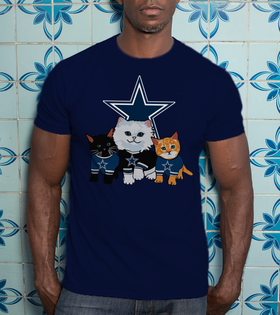 Dallas Cowboys Cute Cats With Star Logo Trio T-Shirt