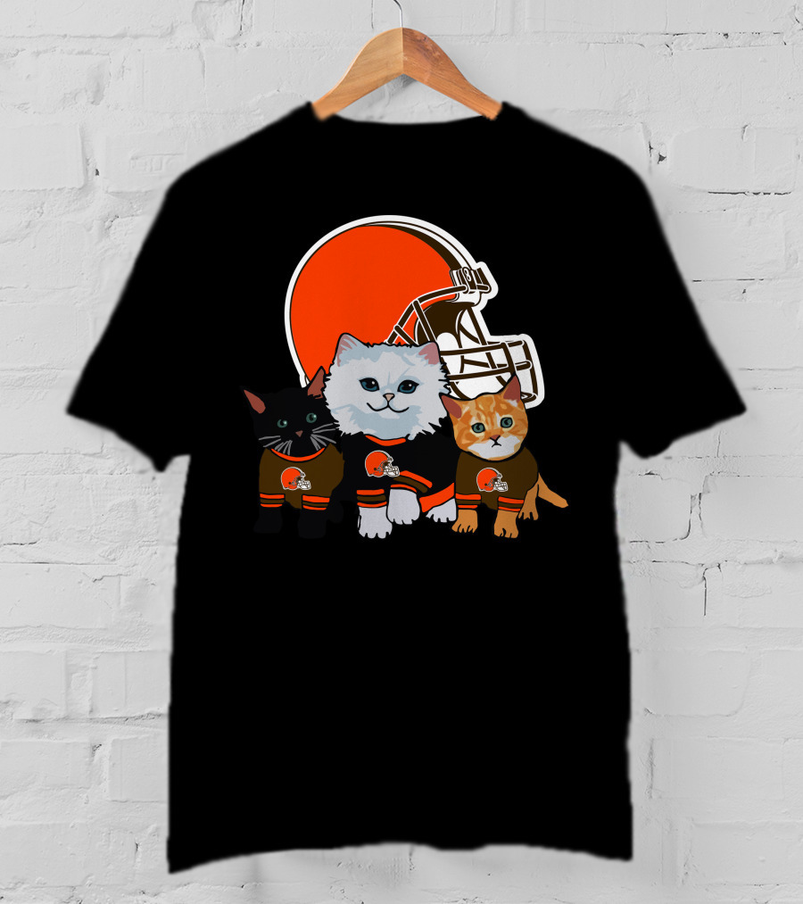Cleveland Browns Cute Cats Football Helmet Trio T-Shirt