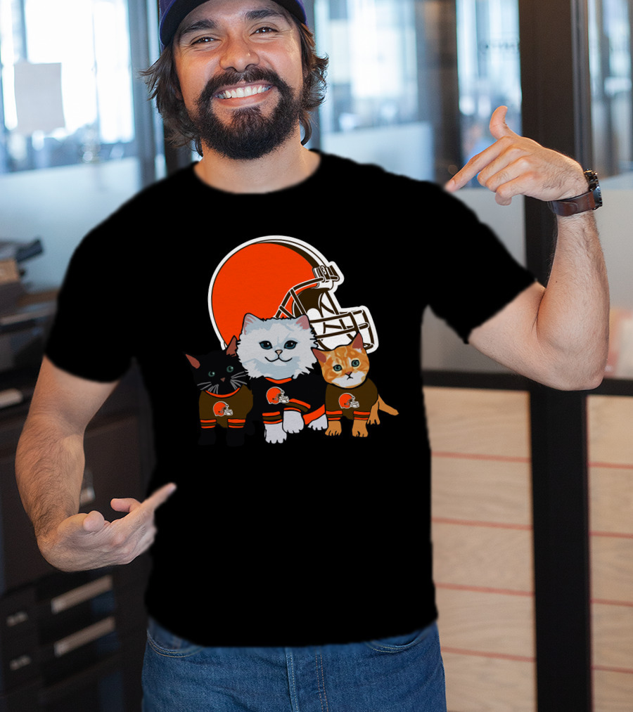 Cleveland Browns Cute Cats Football Helmet Trio T-Shirt