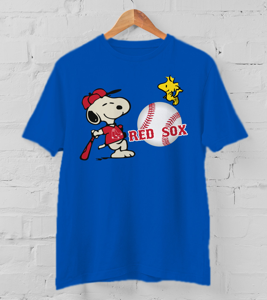Snoopy Woodstock Boston Red Sox Baseball Peanuts T-Shirt