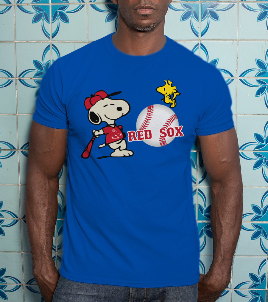 Snoopy Woodstock Boston Red Sox Baseball Peanuts T-Shirt