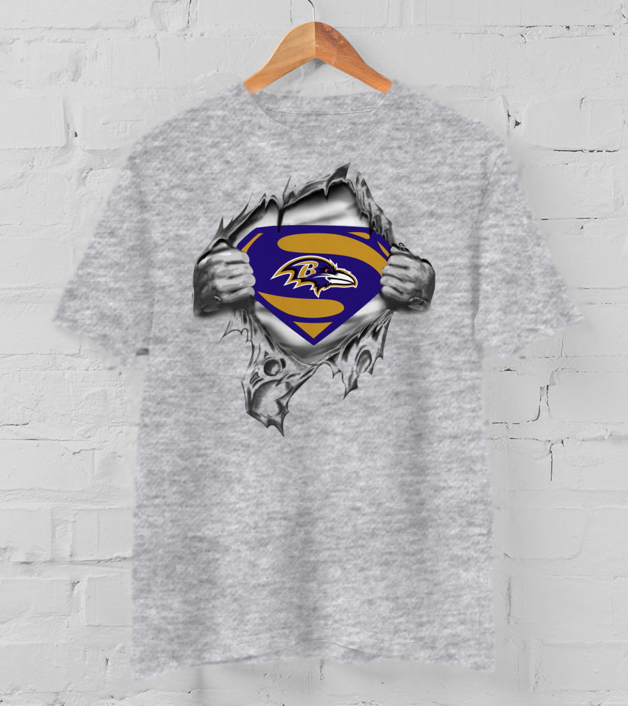 Baltimore Ravens Superman Logo Reveal T-Shirt