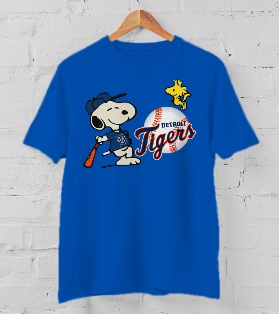 Detroit Tigers Snoopy Woodstock Baseball T-Shirt