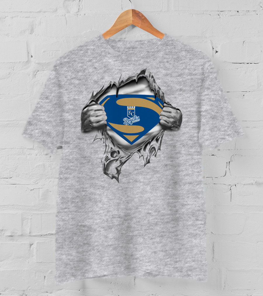 Kansas City Royals Superman Logo In Torn T-Shirt