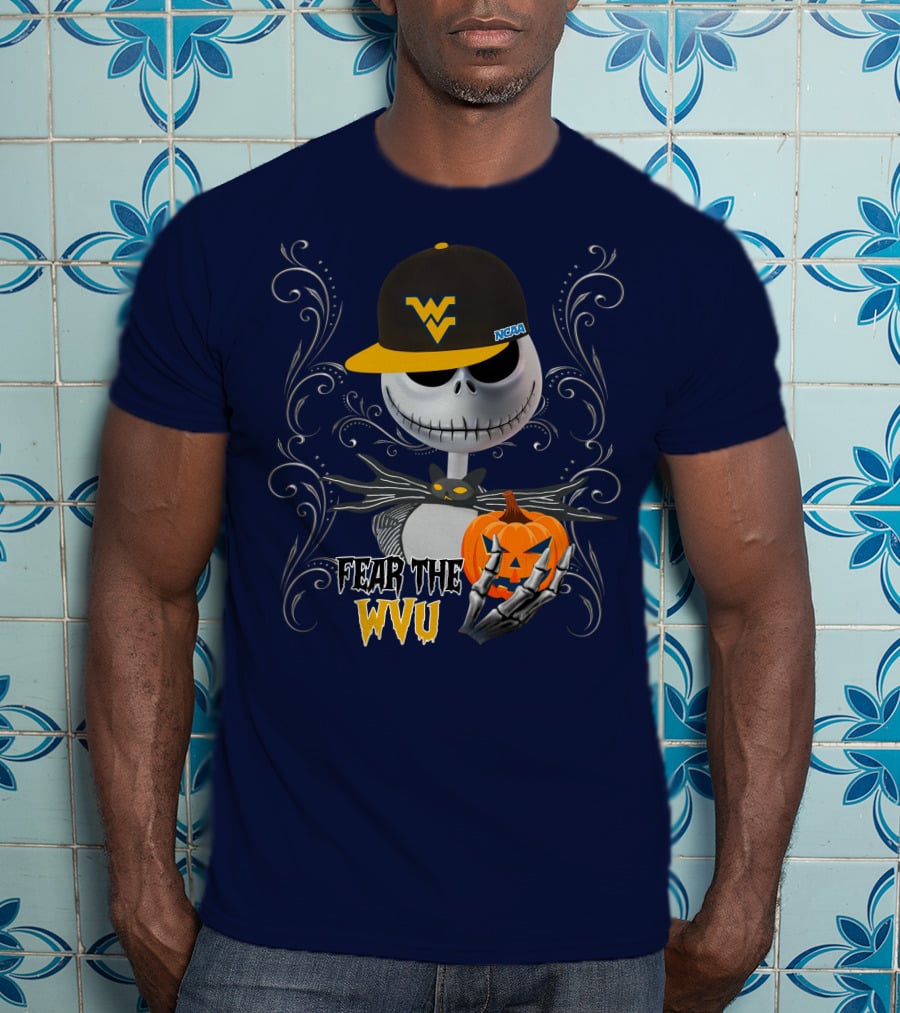 Fear The WVU Mountaineers Halloween Jack Skellington T-Shirt