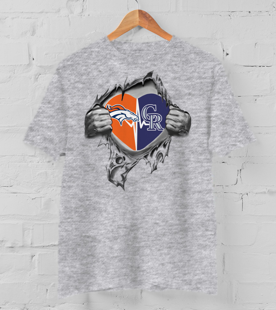 Denver Broncos Colorado Rockies Heart T-Shirt
