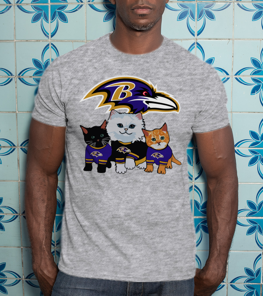 Baltimore Ravens Cats In Team Jerseys T-Shirt