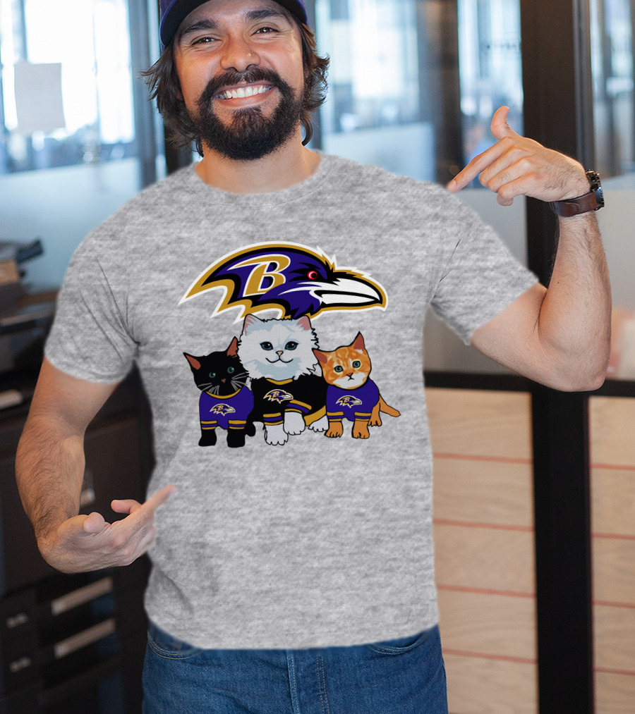 Baltimore Ravens Cats In Team Jerseys T-Shirt