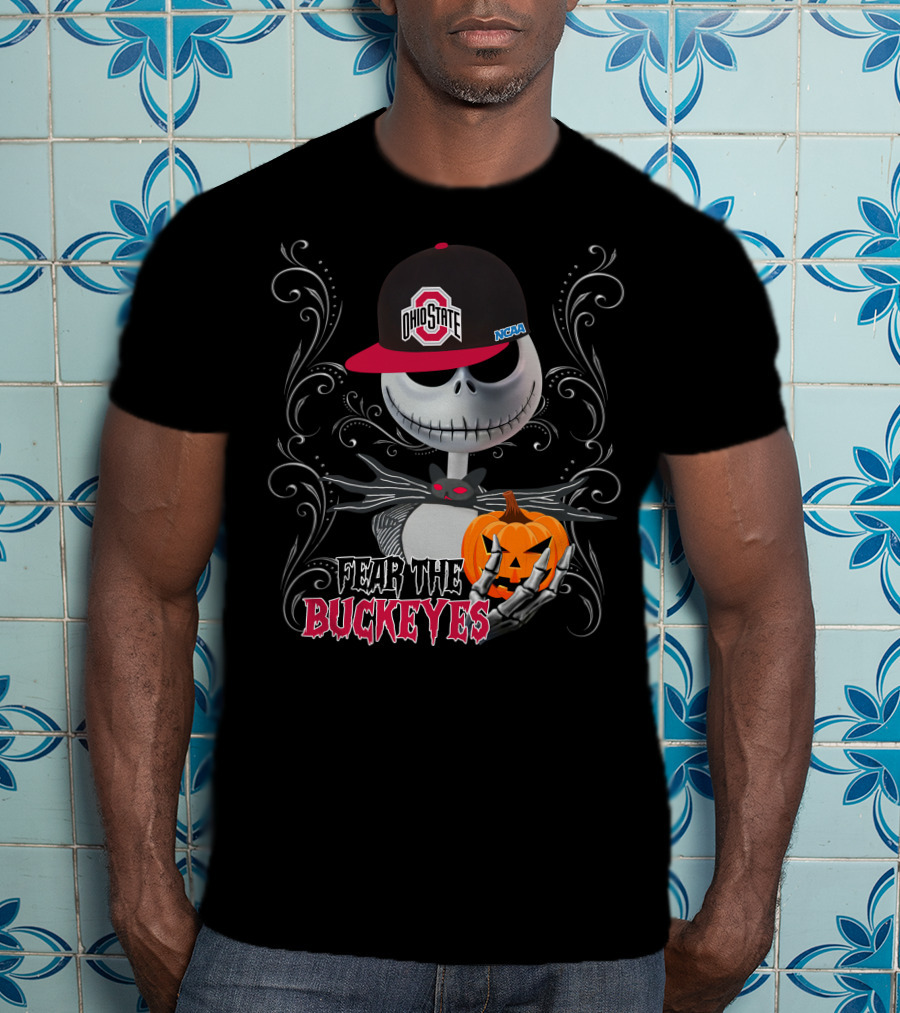 Ohio State Buckeyes Fear The Buckeyes Halloween Jack Skellington T-Shirt
