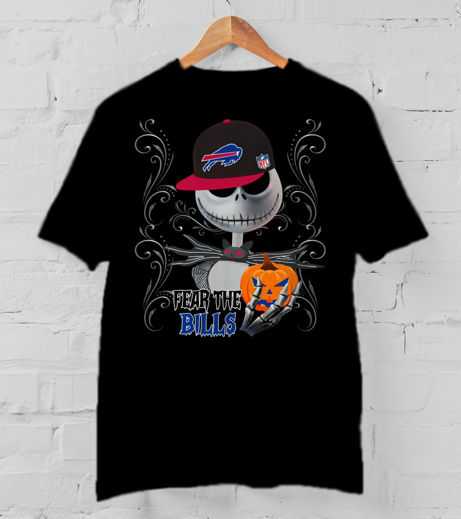 Fear The Bills Buffalo Skull Holding Pumpkin T-Shirt
