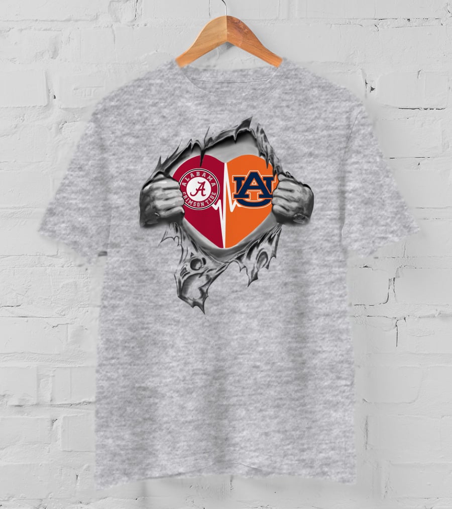 Roll Tide Auburn Alabama Crimson Tide Heart Auburn Tigers T-Shirt