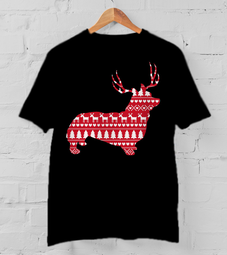 Welsh Corgi Christmas Reindeer T-Shirt