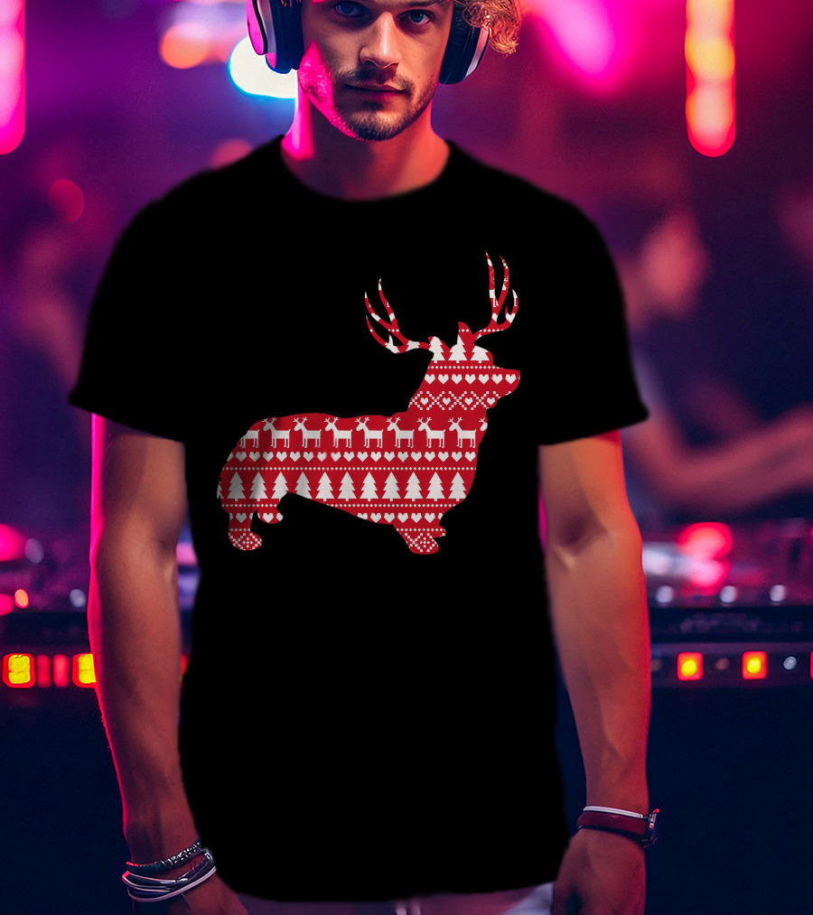 Welsh Corgi Christmas Reindeer T-Shirt