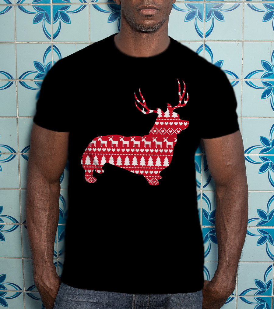Welsh Corgi Christmas Reindeer T-Shirt