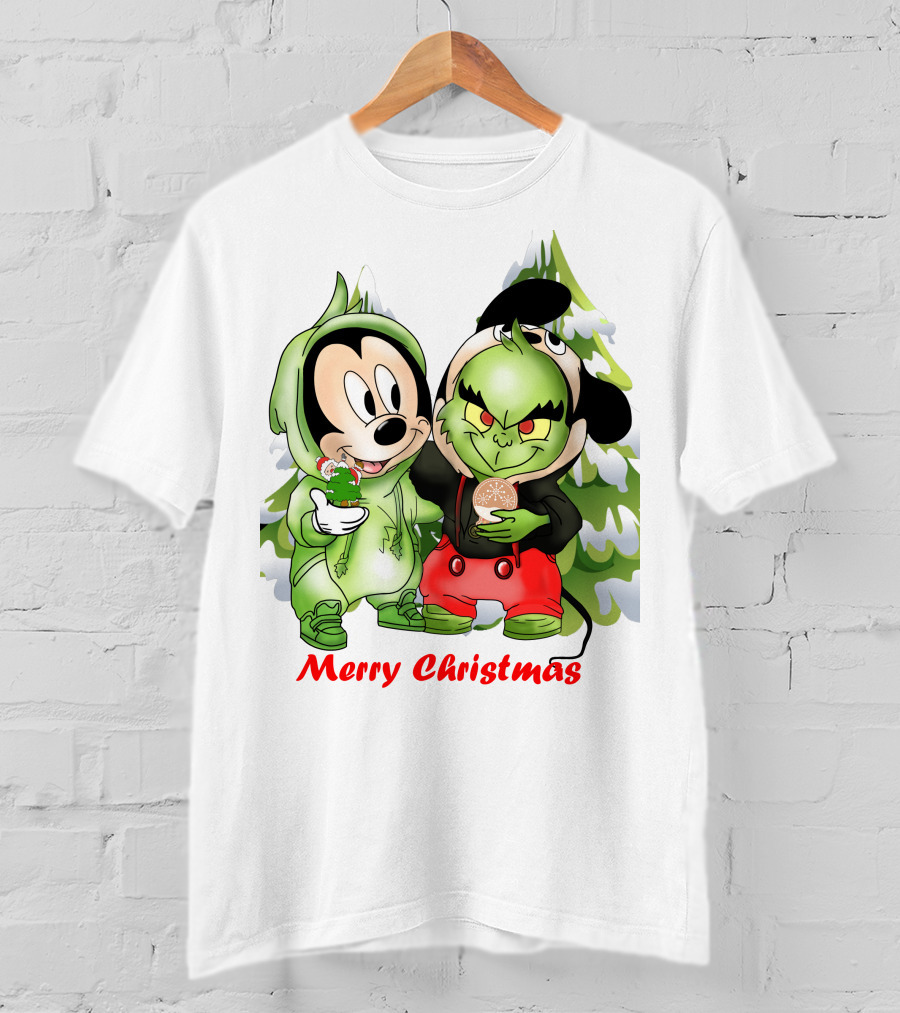 Merry Christmas The Grinch And Mickey T-Shirt
