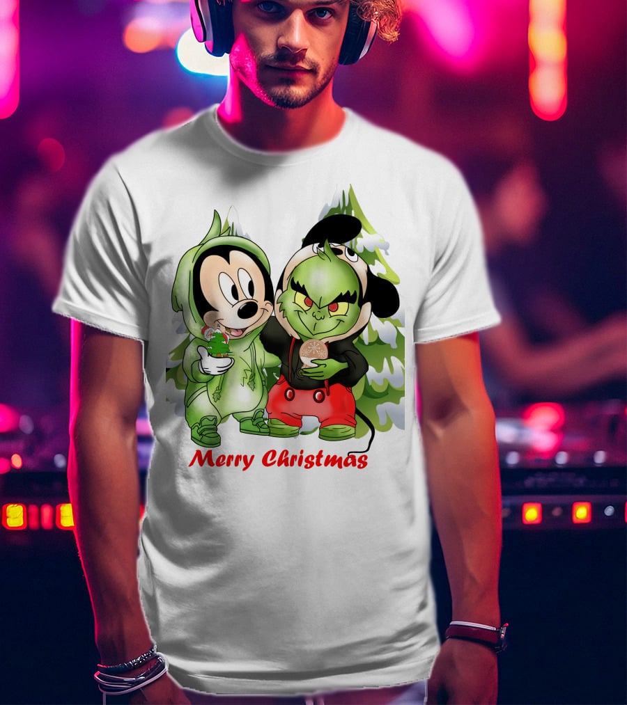 Merry Christmas The Grinch And Mickey T-Shirt